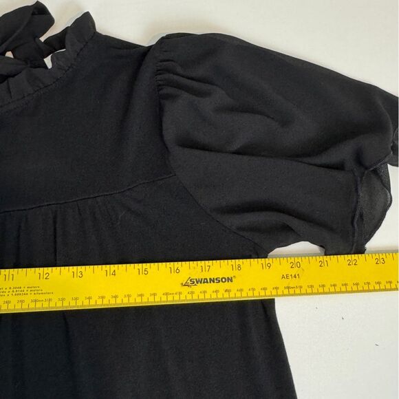 Kim & Cami Black Flutter Sleeve Tie Back Top M - Picture 6 of 7